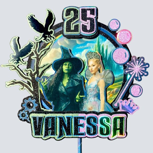 Handmade Other - Wicked Cake Topper Custom 3D Layer 7 Inch Holographic Glitter Cardstock Birthday